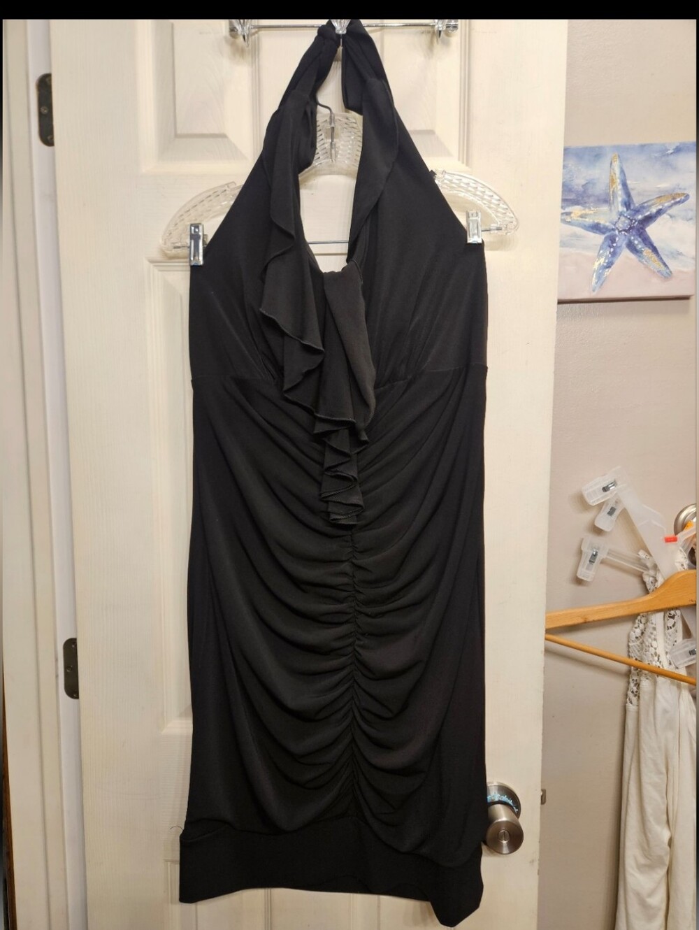 Torrid black ruffle rutched halter top dress size 1